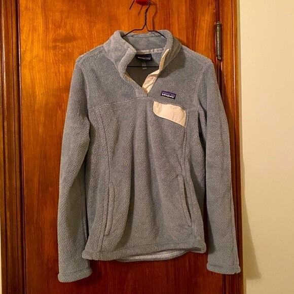 Patagonia Re-Tool Snap T Fleece Pullover Jacket Light Gray Cream Cozy Medium - Picture 1 of 8